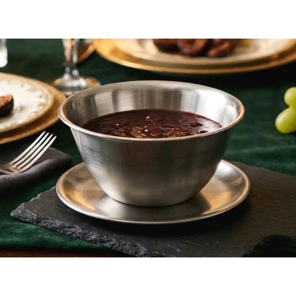 Vintage Leonard Stainless Steel Gravy Boat Sauce Bowl Attached Tray Underplate